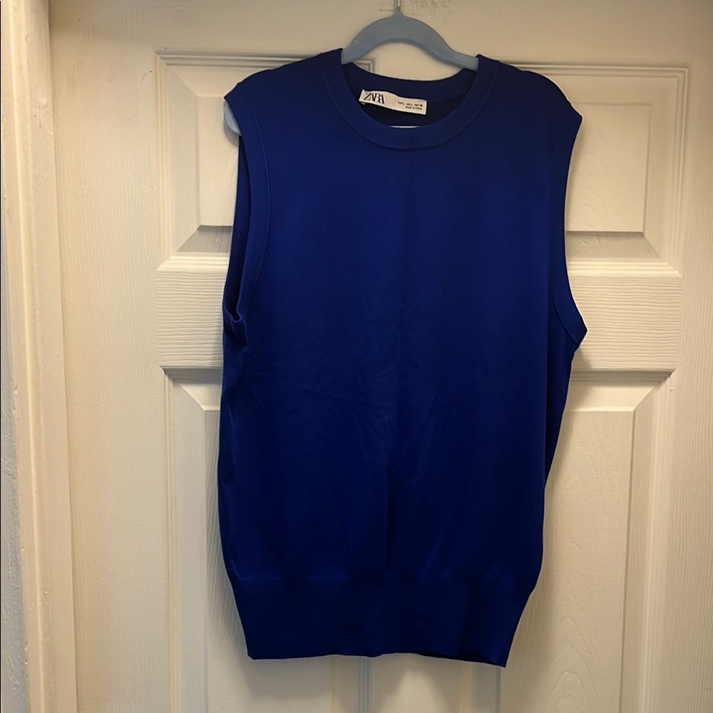 Zara Blue Boxy Muscle Tee